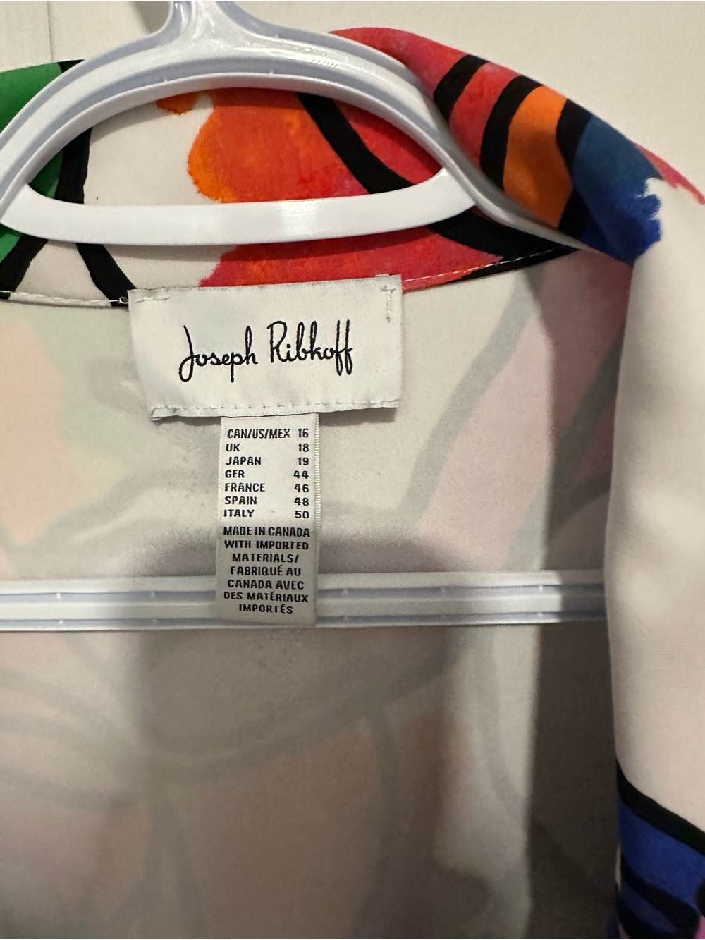 Joseph Ribkoff White Multicolor Abstract Faces Blazer - Picture 3 of 4